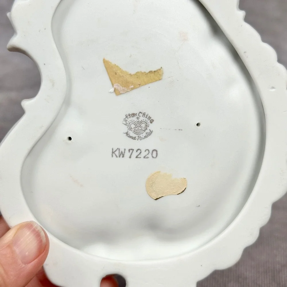 Vintage Lefton Porcelain Cherub Wall Decor Pink Gold Ornate Plaque Hand Painted